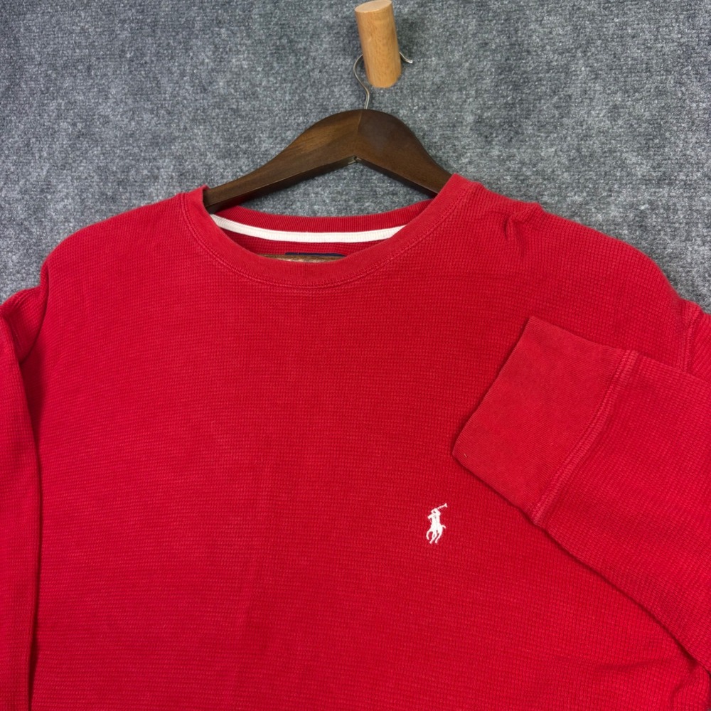 Polo Ralph Lauren Thermal Shirt Mens XL Red Waffle Knit Long Sleeve Pony Logo